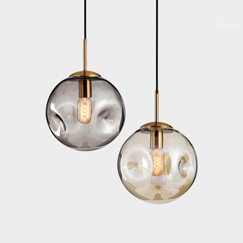 Lustre en verre design avec structure en fer