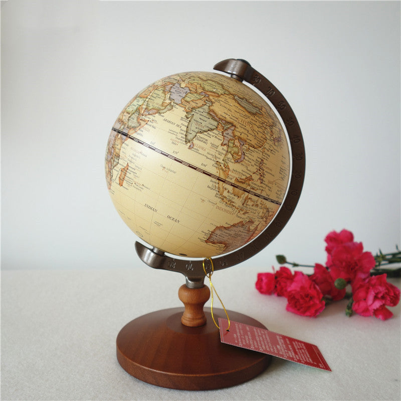 Globe Terrestre Décoratif Vintage avec Socle en Bois