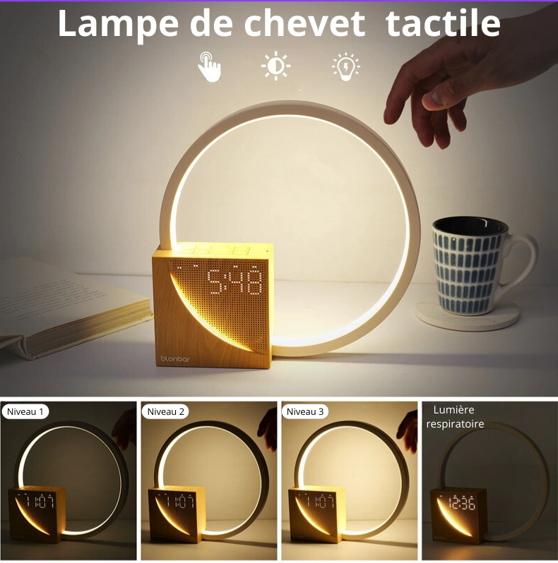 Lampe tactile multifonction avec réveil et sons naturels