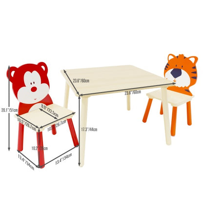 Table enfants en bois massif avec chaises